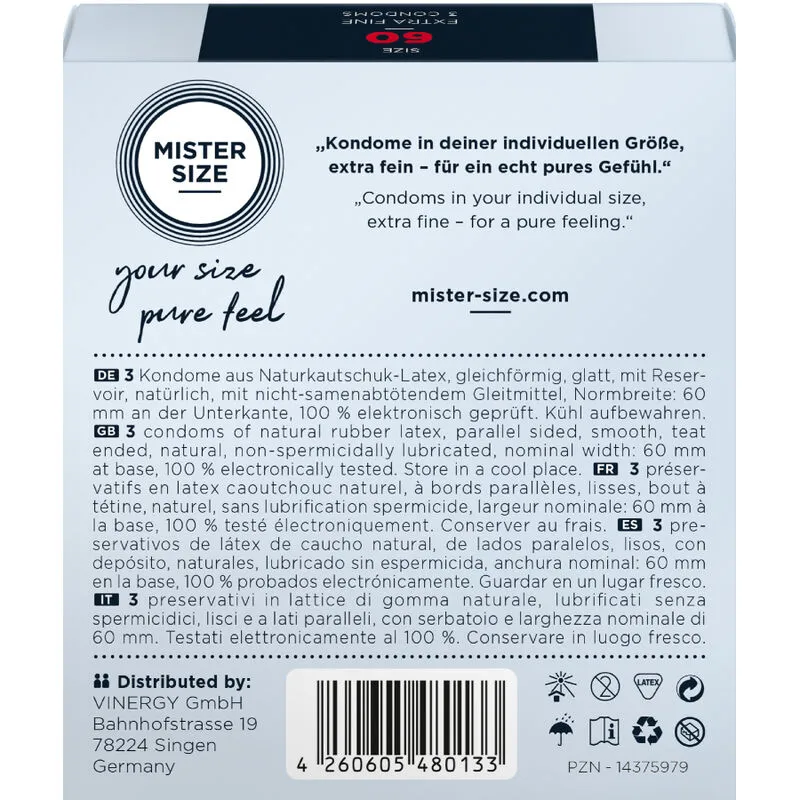 Preservativo taglia XL 60 MM (3 unità) – Mister Size