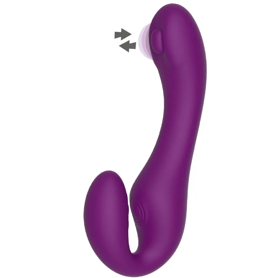 Vibratore 2 IN 1 strapless strap-on con telecomando viola – Xocoon