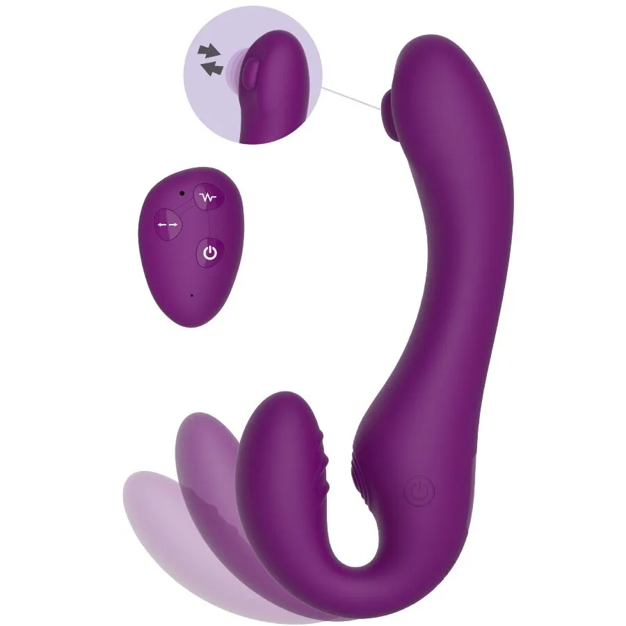 Vibratore 2 IN 1 strapless strap-on con telecomando viola – Xocoon