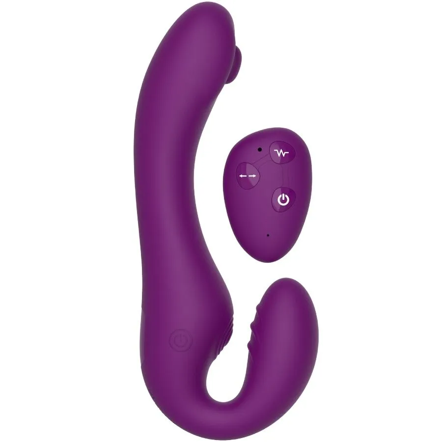 Vibratore 2 IN 1 strapless strap-on con telecomando viola – Xocoon