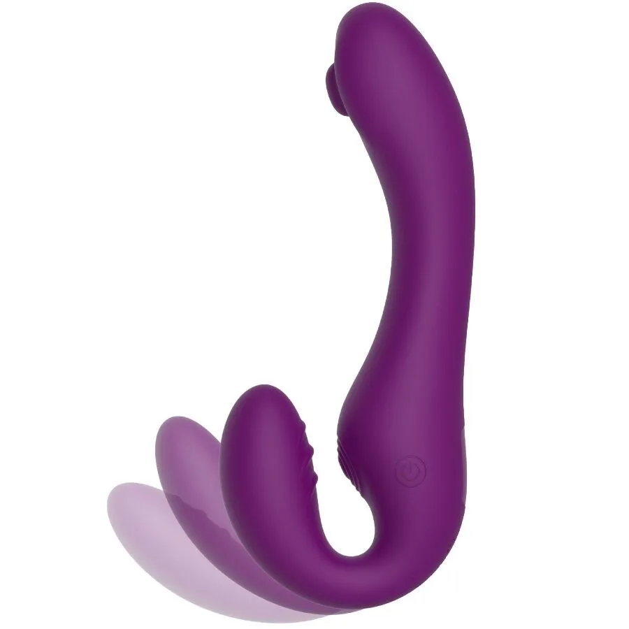 Vibratore 2 IN 1 strapless strap-on con telecomando viola – Xocoon
