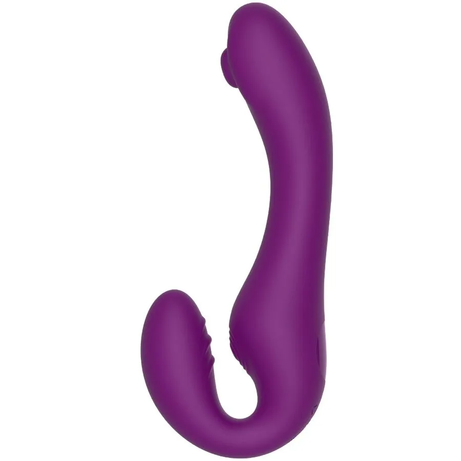 Vibratore 2 IN 1 strapless strap-on con telecomando viola – Xocoon