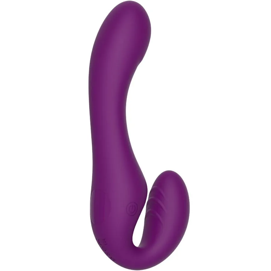 Vibratore 2 IN 1 strapless strap-on con telecomando viola – Xocoon