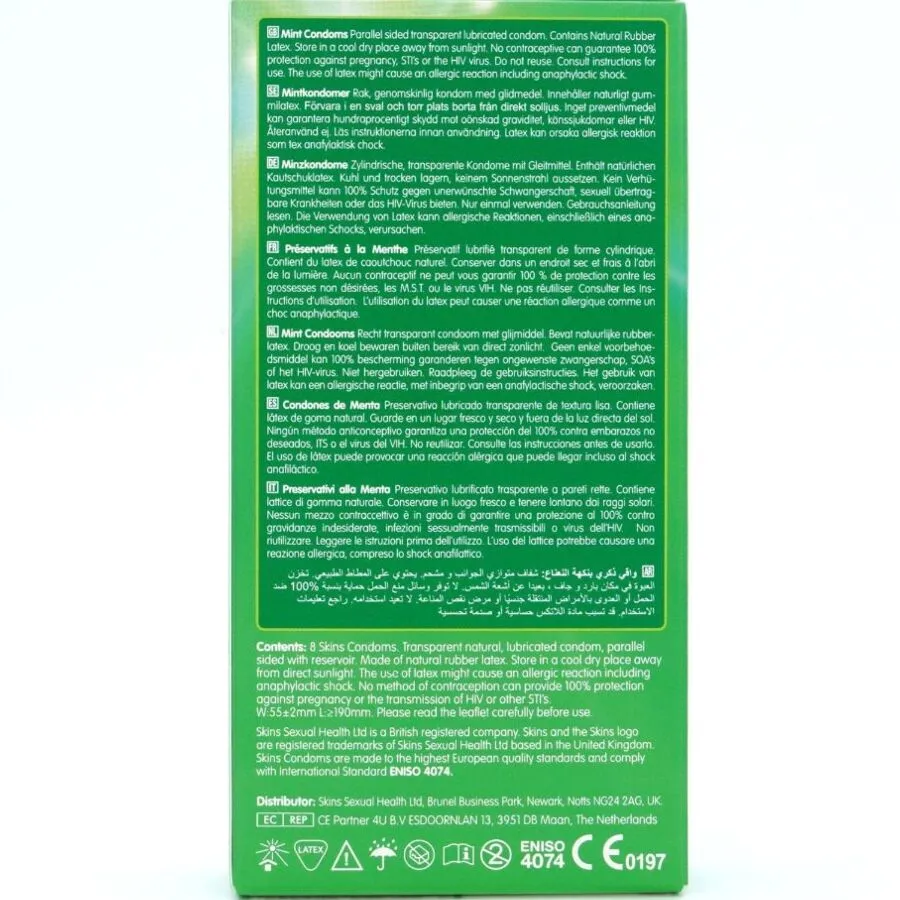 Preservativi premium alla menta confezione DA 8 – Skins