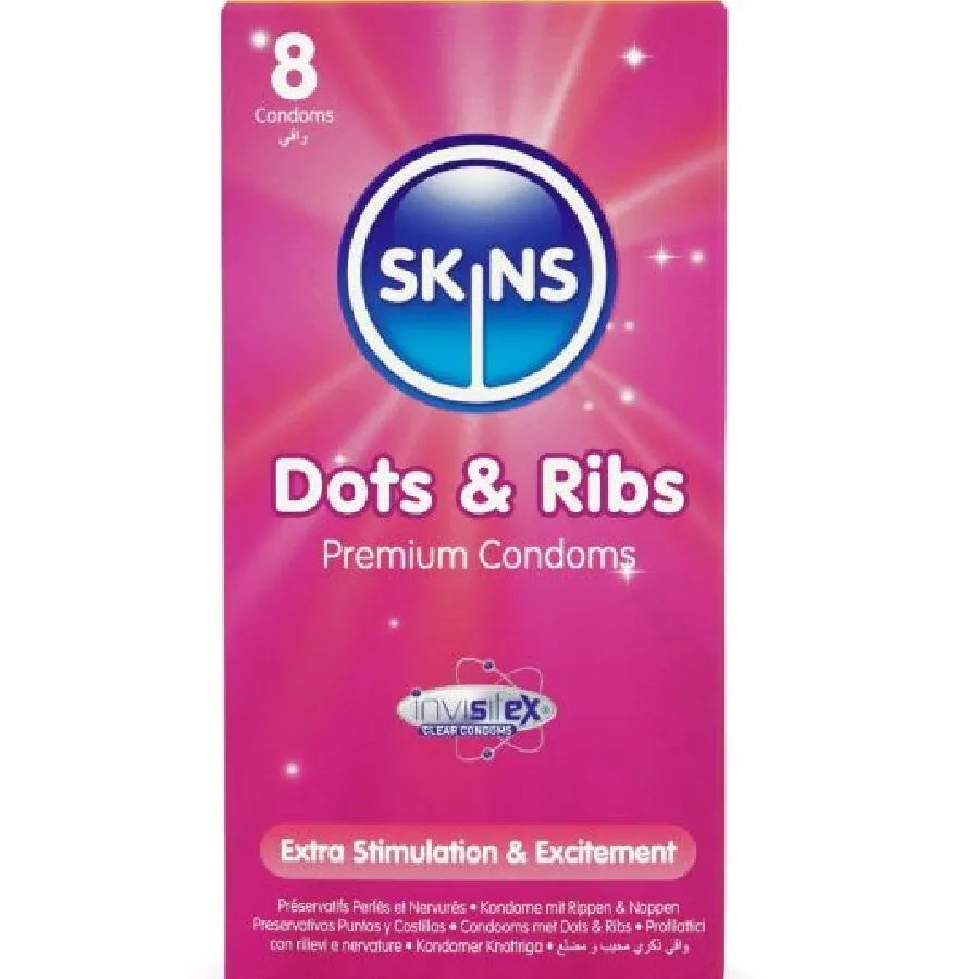 Dots & ribs premium condoms confezione DA 8 – Skins