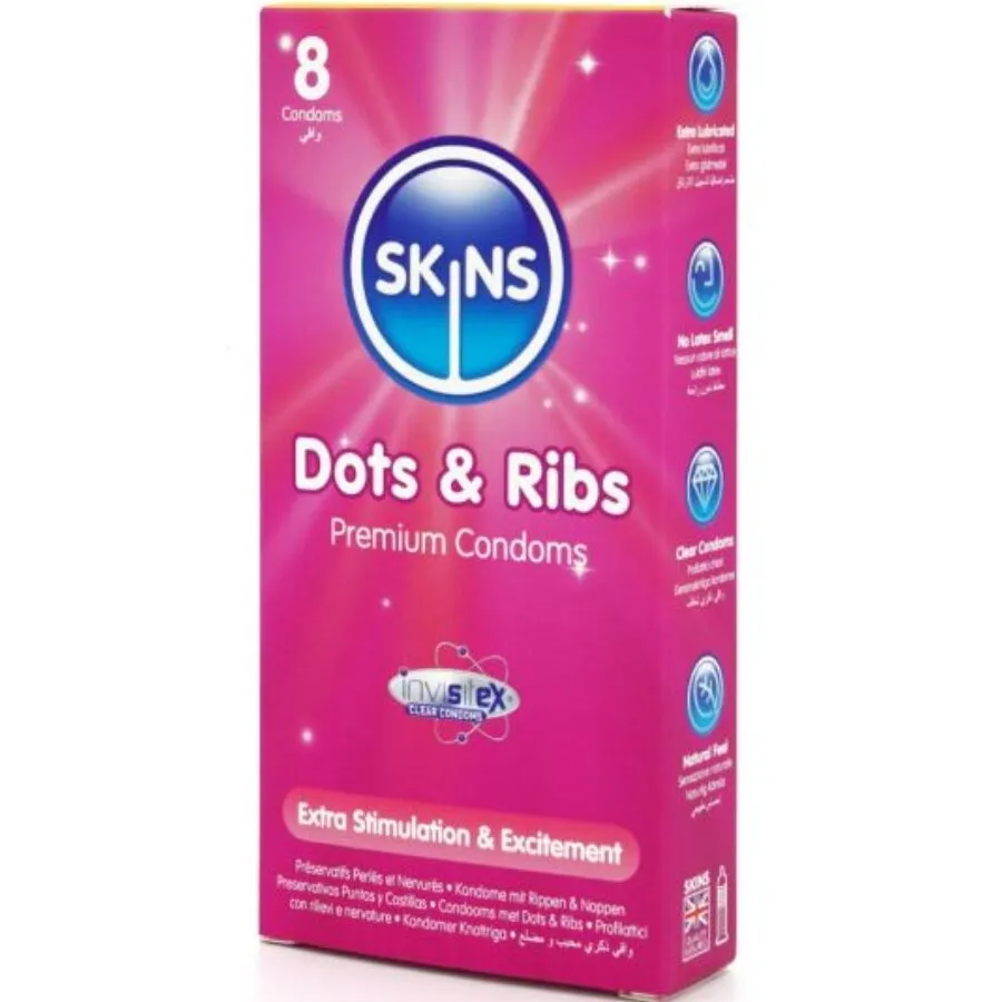 Dots & ribs premium condoms confezione DA 8 – Skins