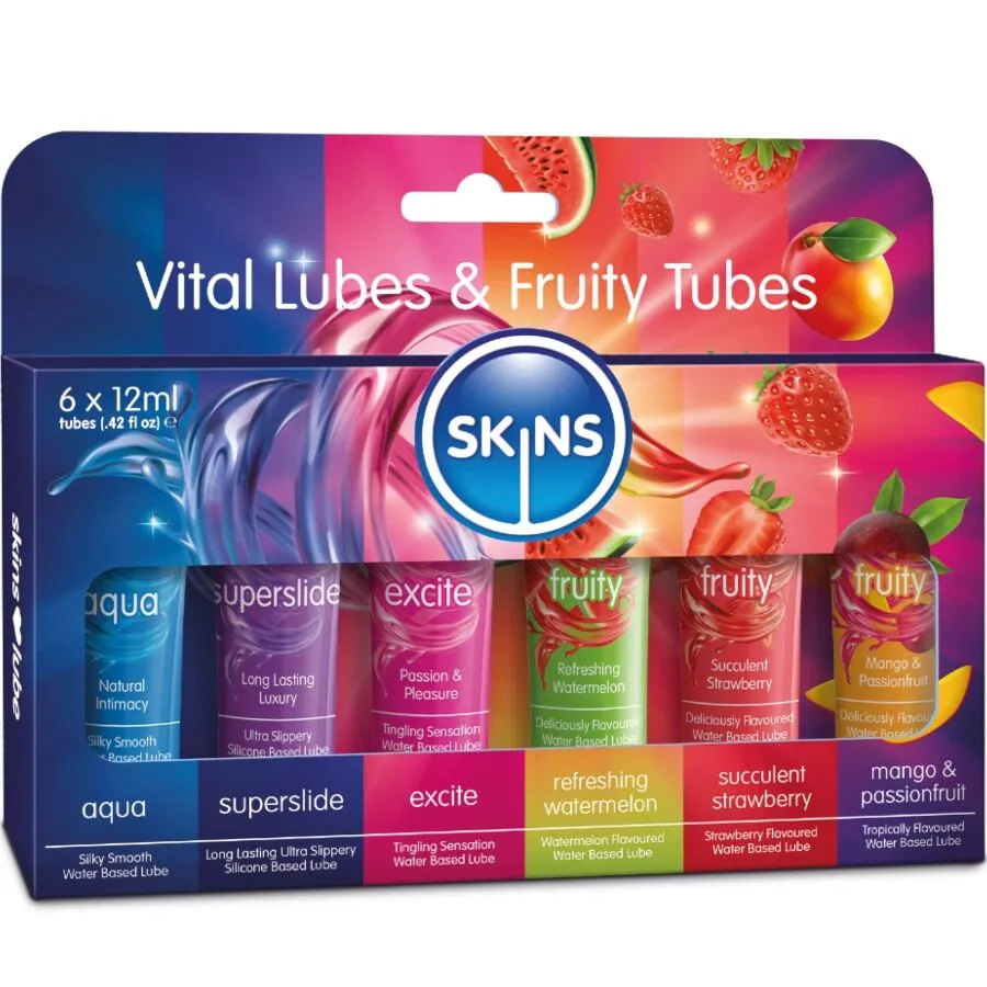 KIT LUBRIFICANTI VITALI E FRUTTATI 6 x 12 ML – Skins
